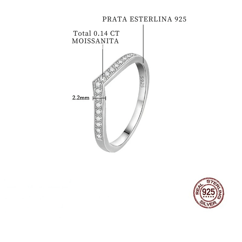 Anel de Luxo Moissanite em Prata S925 - Elegância Atemporal