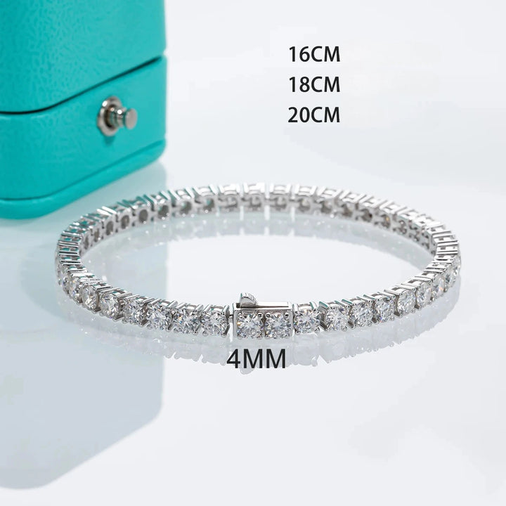 Timeless Radiance - Pulseira de Luxo Moissanite 6.5mm em Prata Esterlina