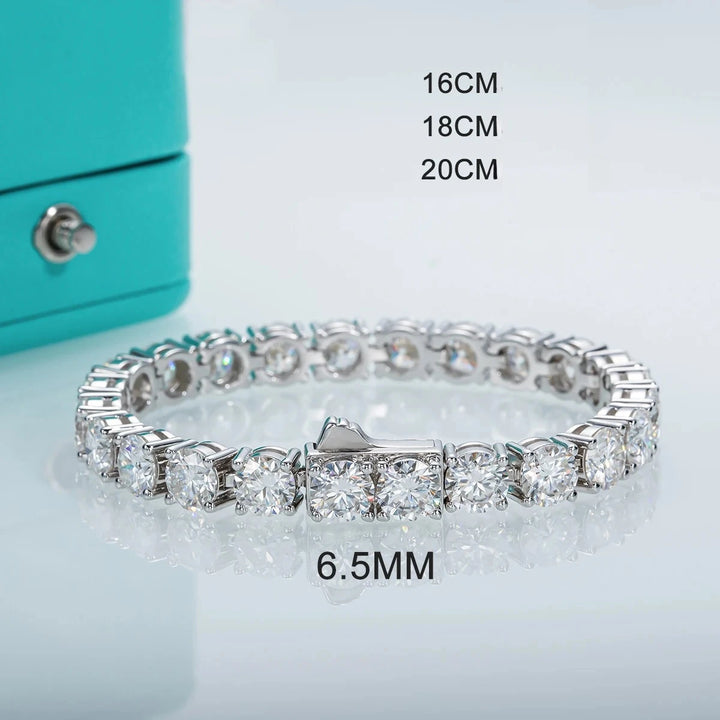Timeless Radiance - Pulseira de Luxo Moissanite 6.5mm em Prata Esterlina