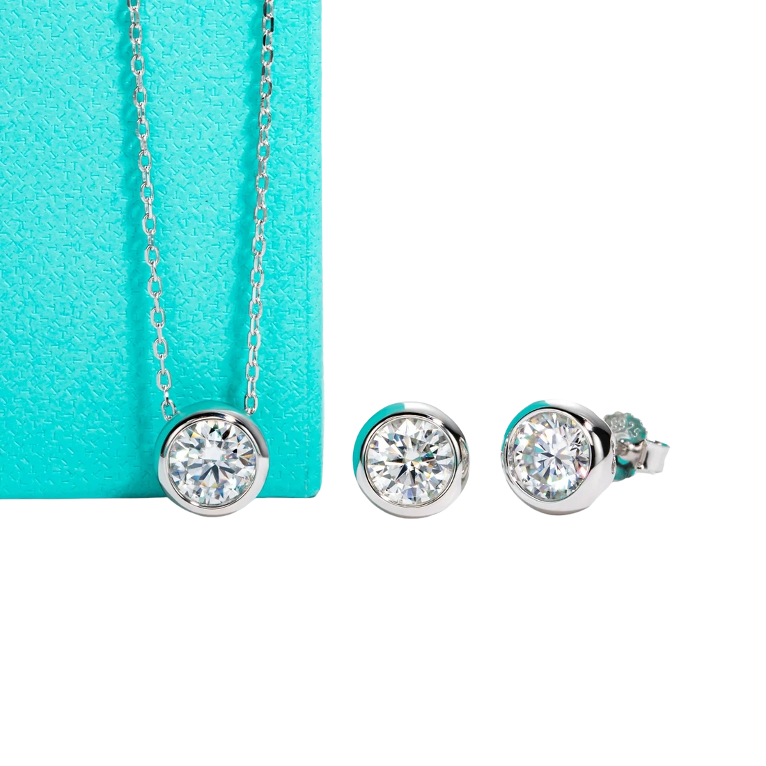Eclat Marbella - Conjunto de Brincos e Colar em Moissanite e Ouro 18K
