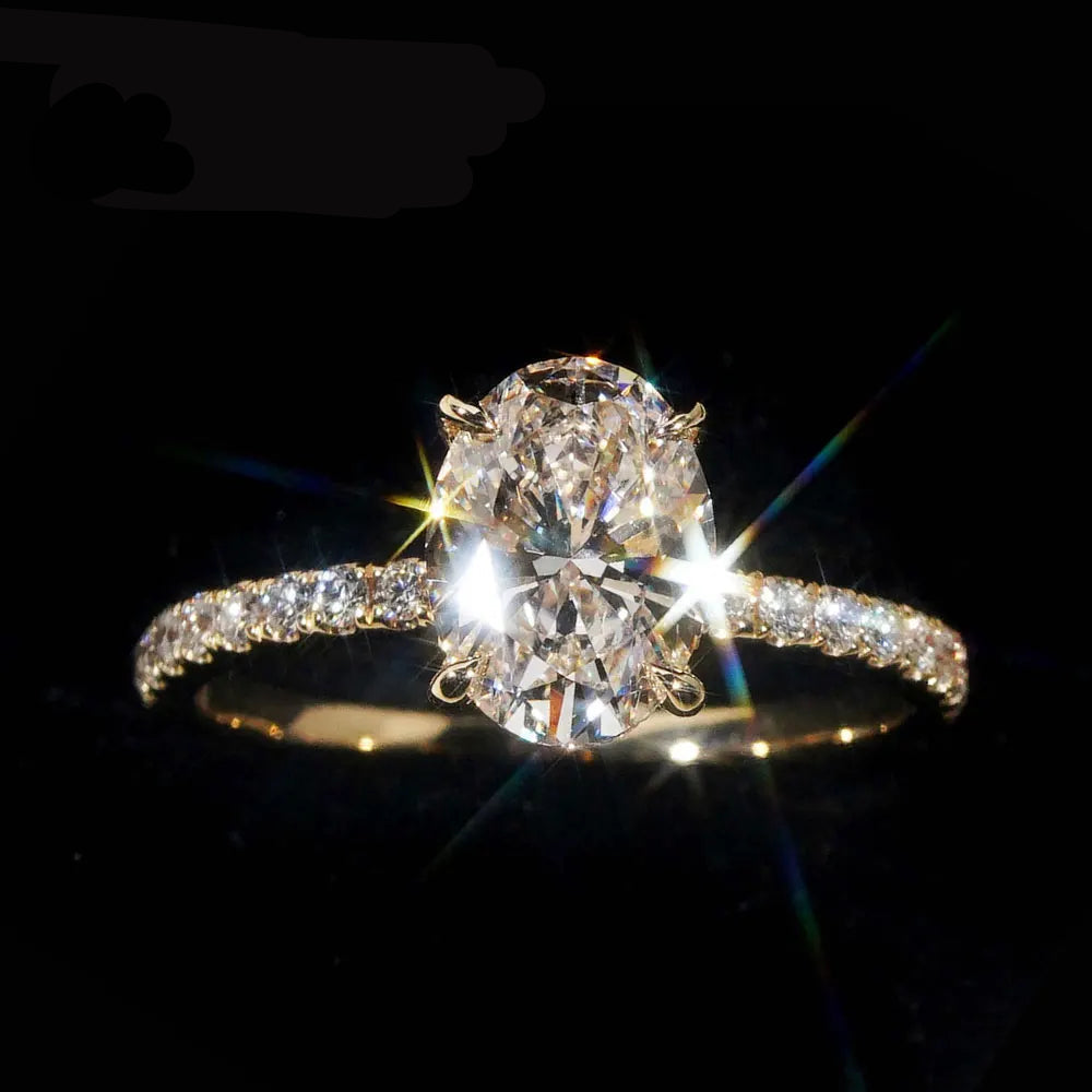 KNOBSPIN 1/2/3ct D Cor Oval Corte Moissanite Anel S925 Sterling Sliver Banhado 18k Ouro Branco Anéis de Noivado de Casamento Para Mulheres