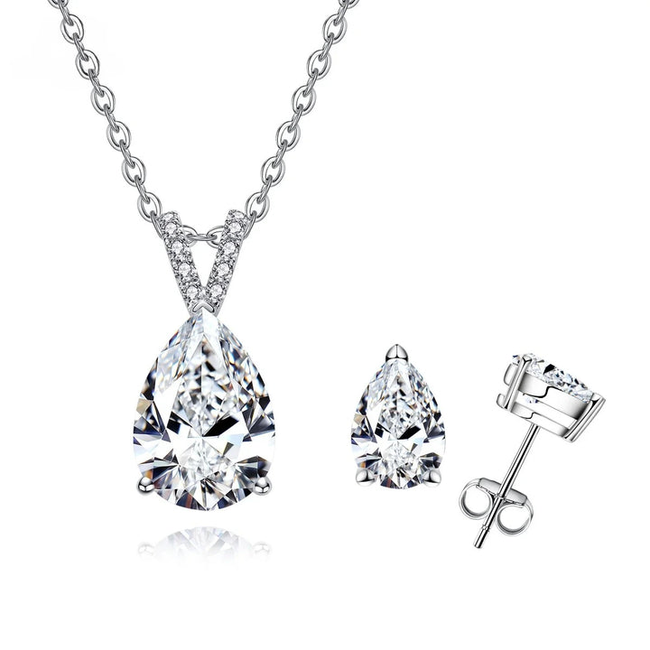 Lueur Marbella: Conjunto Moissanite Pêra em Prata 925