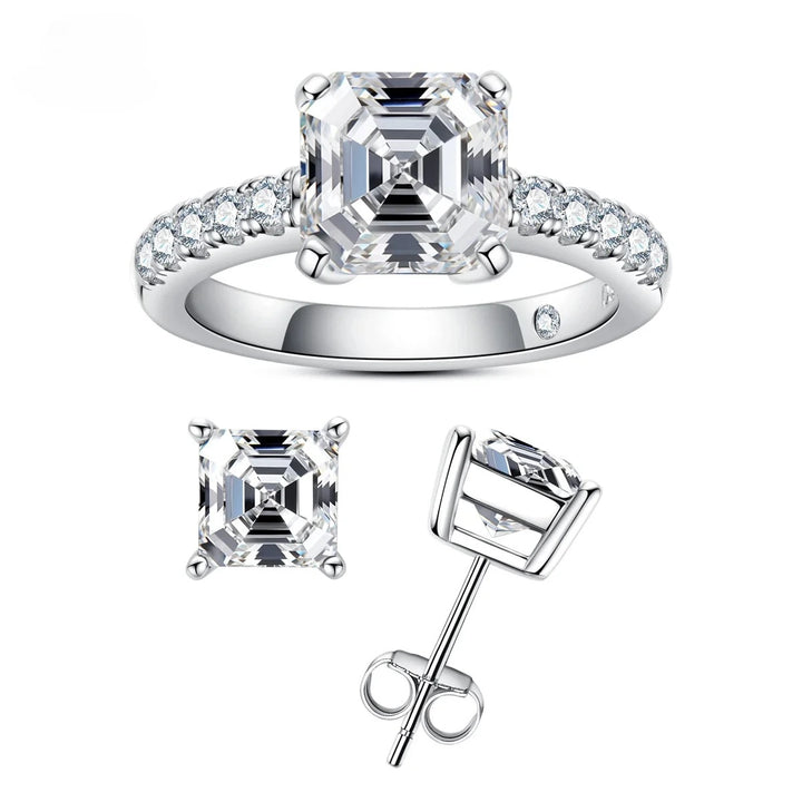 Sérénité Marbella - Anel e Brincos Moissanite com Design Sofisticado