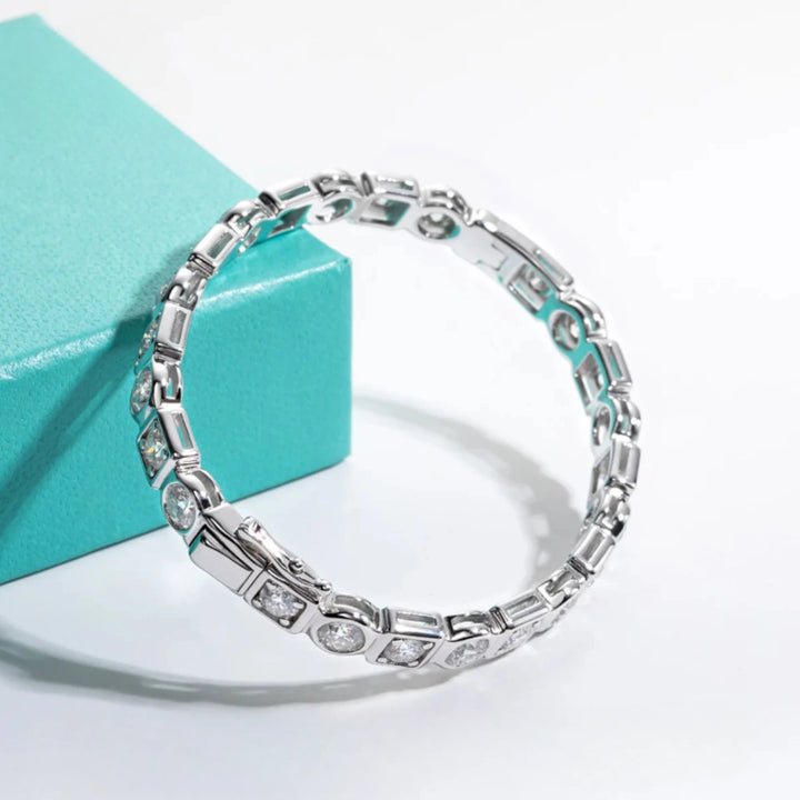 Opulência de Marbella - Pulseira Luxuosa de Moissanite com Design Sofisticado