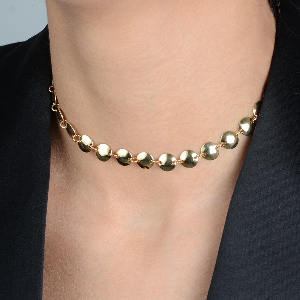 Chocker Dourada Esferas com Extensor - Galeria