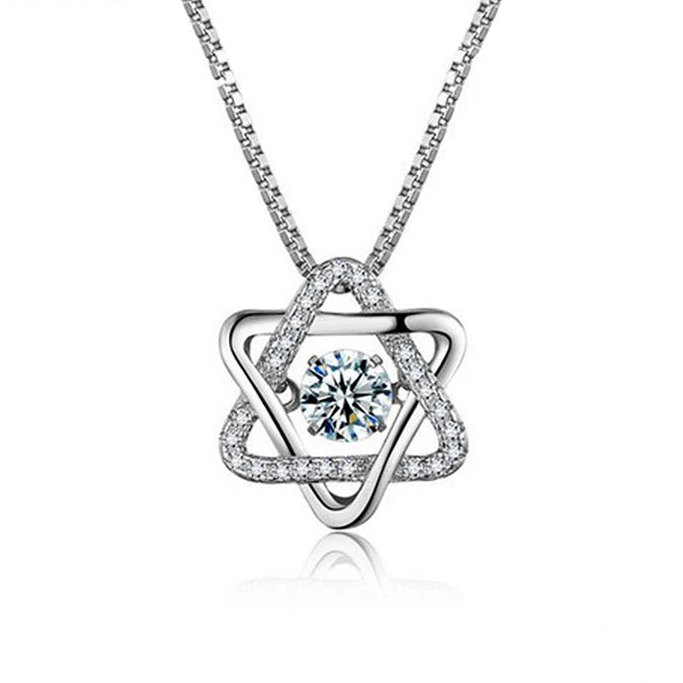 Novo delicado 925 prata esterlina estrelas zircão pingente colares moda feminina jóias hexágono strass cz charme gargantilha presente