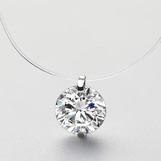 Inzatt 925 prata esterlina zircão cristal pérola pingente gargantilha colar linha de pesca transparente 2020 jóias finas para mulher