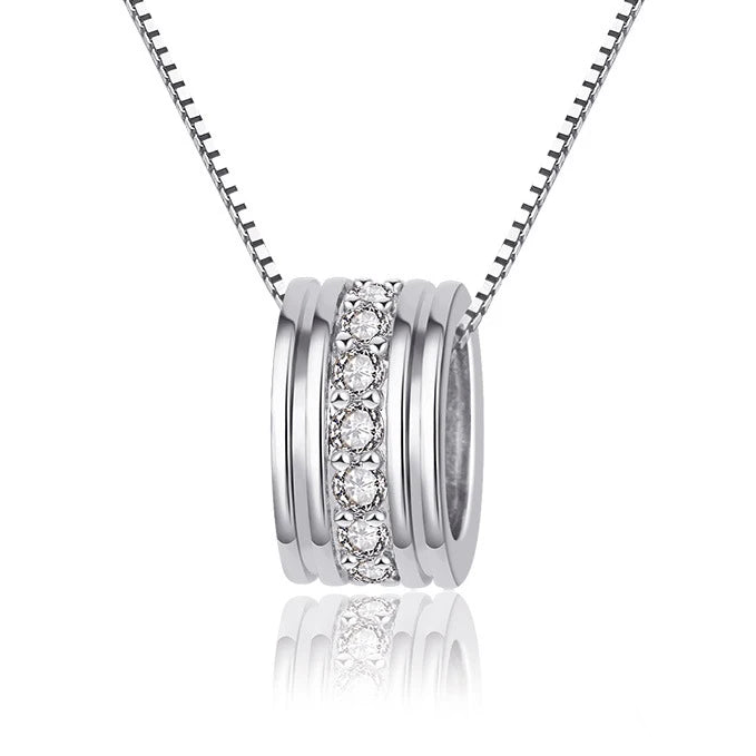 Nova moda 925 prata esterlina rotativa redonda zircão pingente neckalces jóias femininas elegante rosa corrente de ouro strass gargantilha