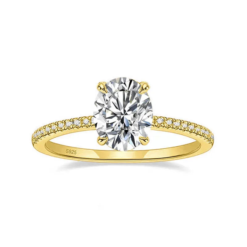 KNOBSPIN 1/2/3ct D Cor Oval Corte Moissanite Anel S925 Sterling Sliver Banhado 18k Ouro Branco Anéis de Noivado de Casamento Para Mulheres