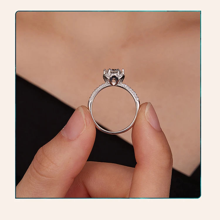 Bamoer 0.8ct d cor vvs1 ex redondo moissanite anel 925 prata esterlina eternidade anel feminino noivado casamento banda de luxo