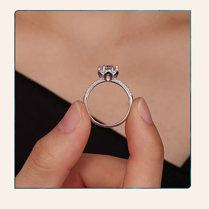 Bamoer 0.8ct d cor vvs1 ex redondo moissanite anel 925 prata esterlina eternidade anel feminino noivado casamento banda de luxo