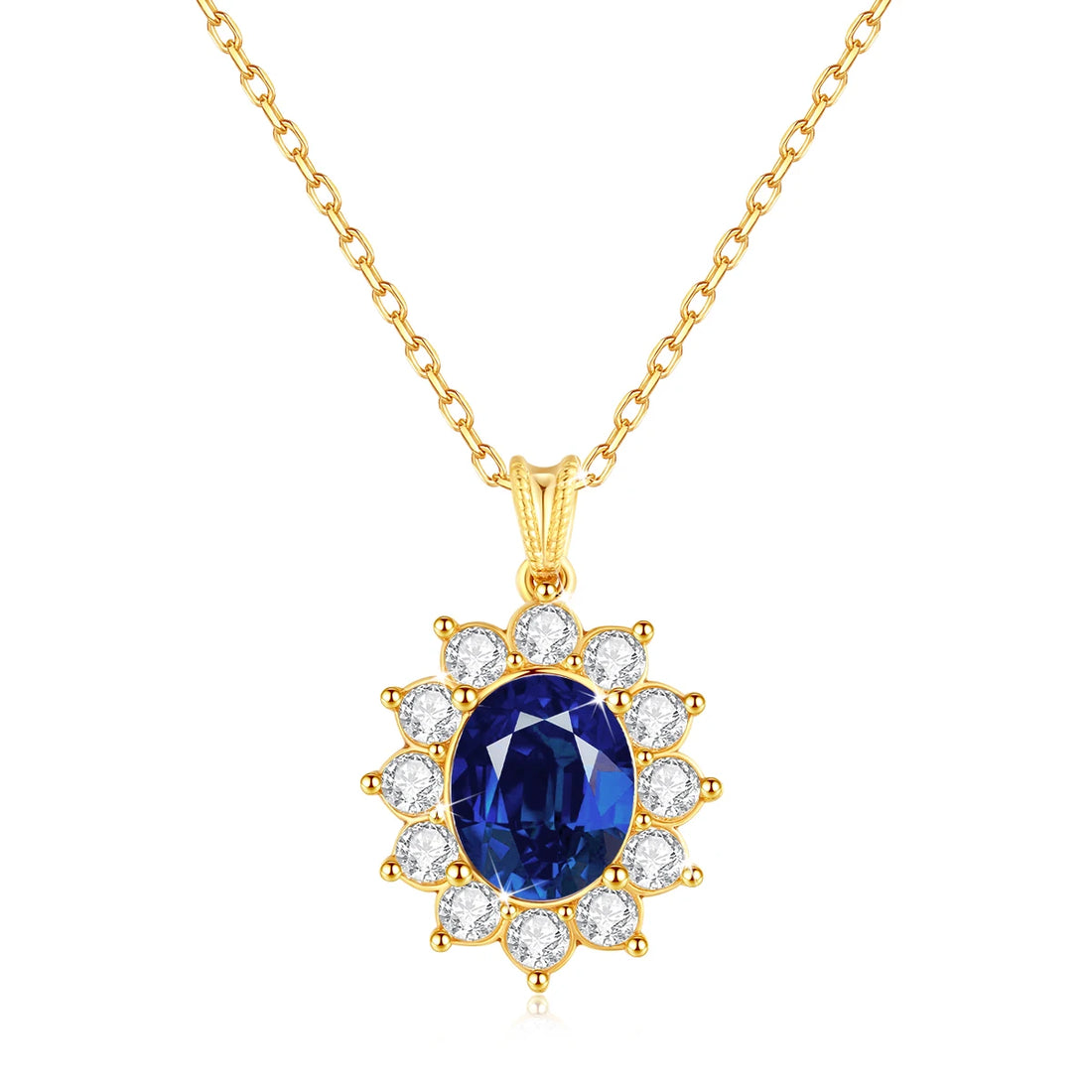 Szjinao colar de ouro corindo azul real 18k com certificado feminino princesa kate pingente k joias de ouro au750 selo presente de casamento