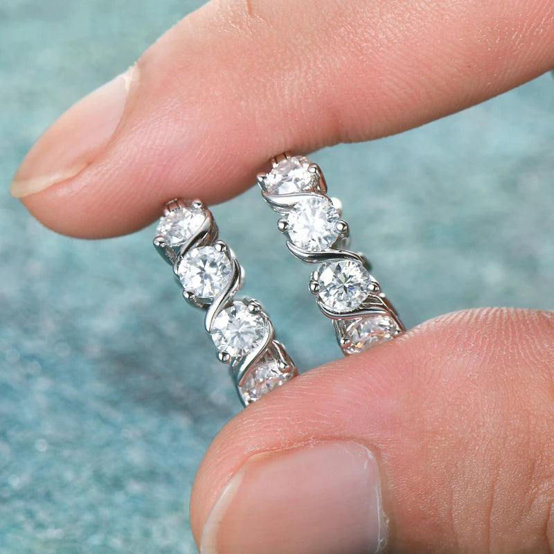 Lnngy 4.8CTTW. Brinco de moissanite de corte redondo brilhante para casais amantes temperamento espumante brincos de casamento presente jewerly