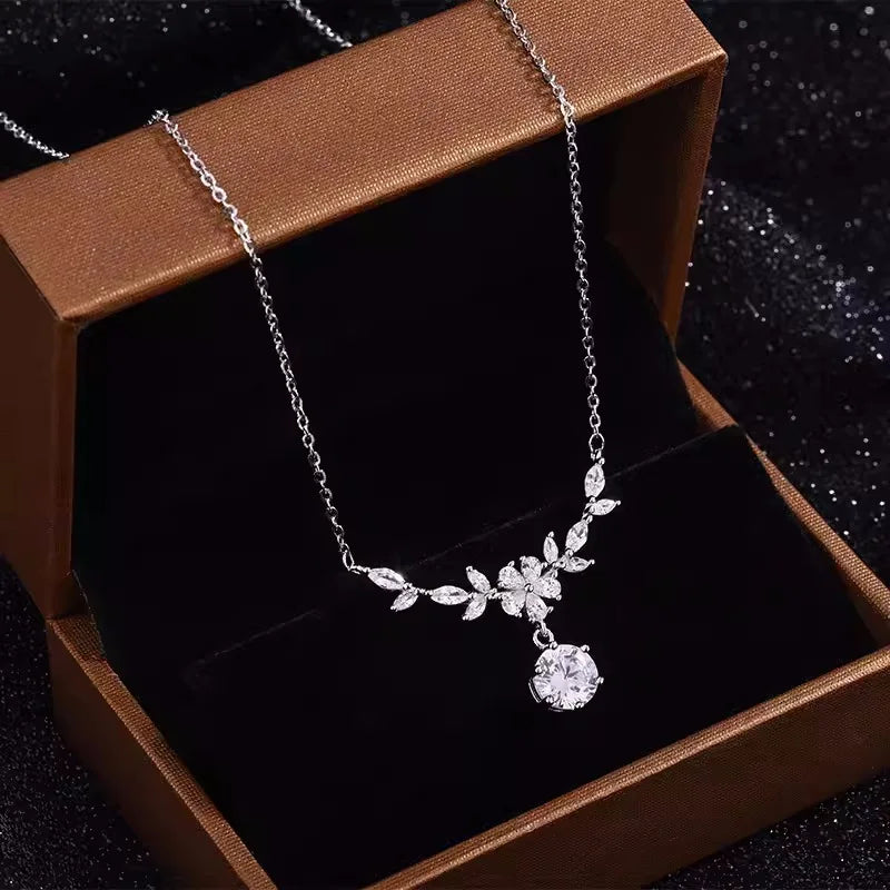 Halaile d cor moissanite s925 prata esterlina cassia galho colar com gra na moda pescoço corrente jóias finas feminino presente de casamento