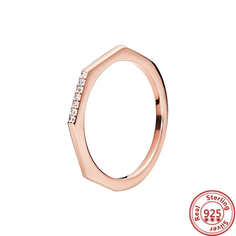 Nova venda quente 925 prata esterlina charme círculo anel de ouro apto para jóias femininas originais presentes de festa