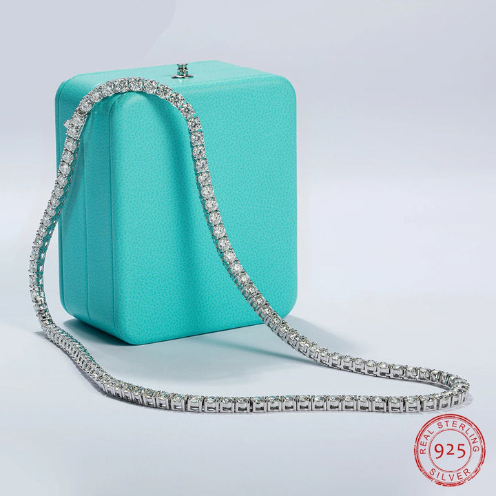 AnuJewe Colar de Tênis de Diamante Moissanita Cor D 4mm Banhado a Ouro 18K Colar de Prata Esterlina 925 Jóias Atacado
