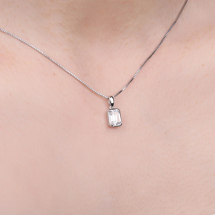 Jewelrypalace 5a cz 1ct corte esmeralda 925 prata esterlina pingente colar para mulher sem corrente moda presente de aniversário jóias finas