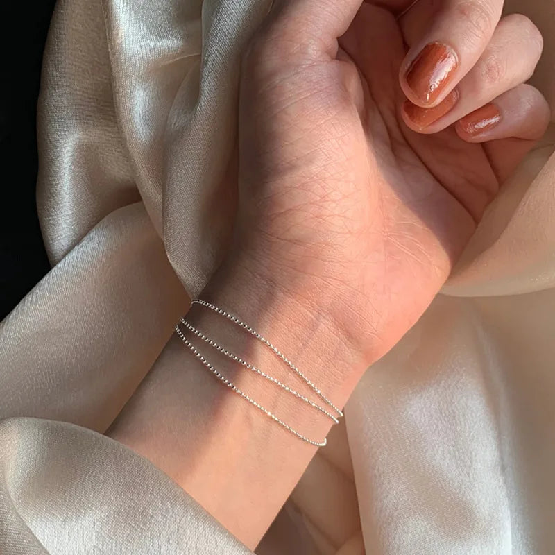 Pulseira circular de corrente de três camadas banhada a prata 925 para mulheres, presente simples e requintado, acessórios de casamento