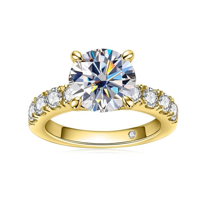 Anéis de Noivado AnuJewel 4,3 cttw D Color Moissanite Prata Esterlina 925 Banhado a Ouro 18k Anéis de Aliança de Casamento com Diamante Criado em Laboratório