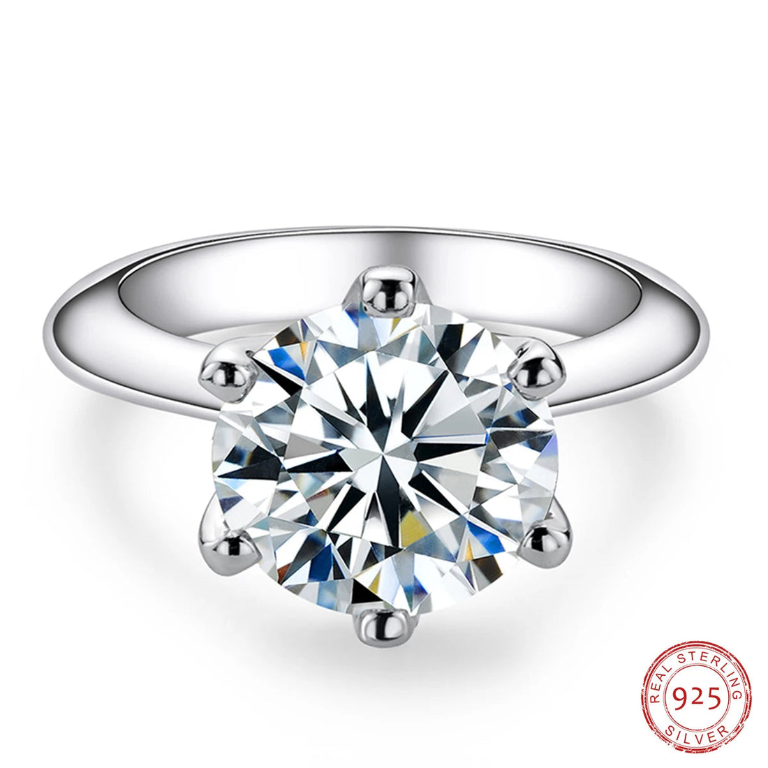 Anujewel 1ct 2ct 3ct 5ct d cor moissanite anel de noivado para mulher 925 prata esterlina banhado a ouro anéis solitários atacado