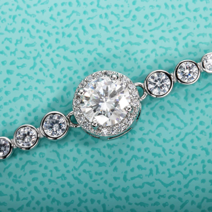 AnuJewel Moissanite Pulseiras De Tênis De Diamante para Mulheres, Pulseira Ajustável Banhada A Ouro Branco 18K, Presentes De Prata, 1ct