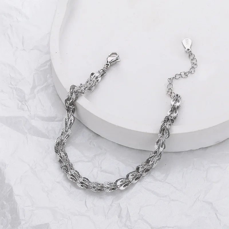 Ventfille 925 prata diamante-cravejado borboleta pulseira feminina moda temperamento flor pulseira ajustável