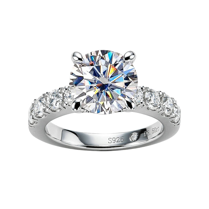 Anéis de Noivado AnuJewel 4,3 cttw D Color Moissanite Prata Esterlina 925 Banhado a Ouro 18k Anéis de Aliança de Casamento com Diamante Criado em Laboratório