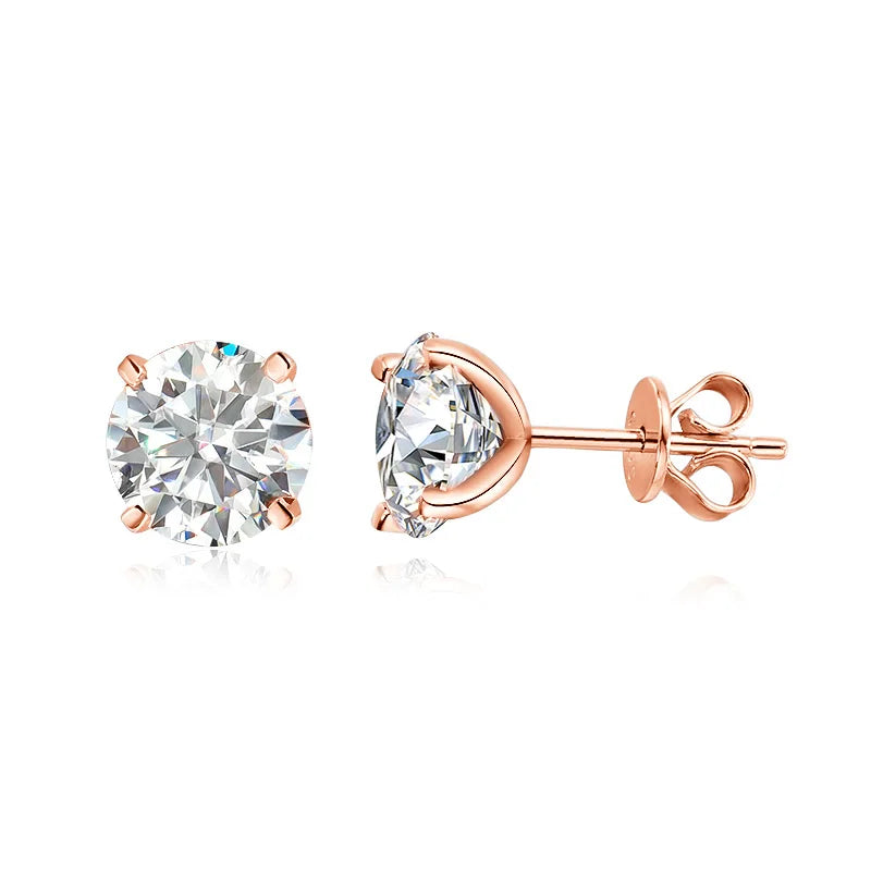 Smyoue 0.2-3ct rosa ouro cor moissanite brincos para mulheres espumante clássico casamento laboratório diamante brinco puro 925 prata