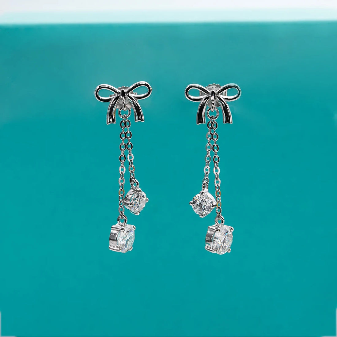 AnuJewel Bow Drop Brincos, 925 Sterling Silver Stud, D Cor Moissanite, Diamante, 3ct, Charme Jóias, Atacado