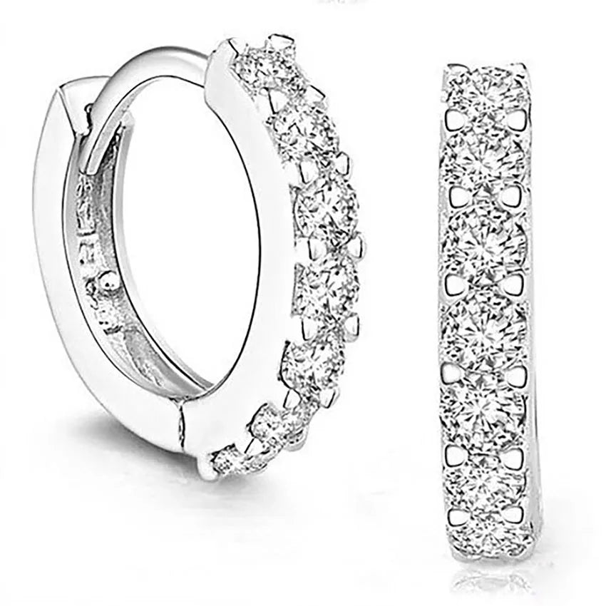Navio rápido mais novo luxo romântico feminino jóias banhado strass cristal hoop brincos para mulher atacado
