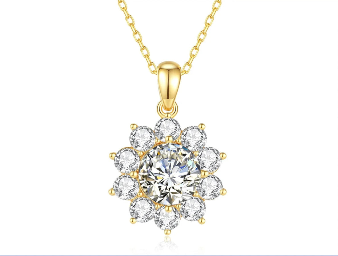Szjinao colar de moissanite 1ct, ouro 18k 100% com certificado, joias de qualidade para mulheres, pingente de flor, presente de aniversário de casamento