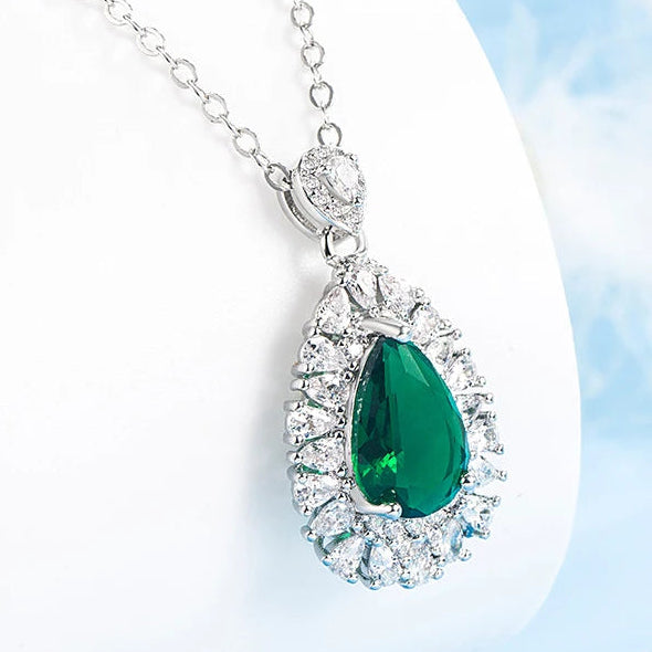 Zdadan 925 prata esterlina gota de água esmeralda colar correntes para a moda feminina jóias