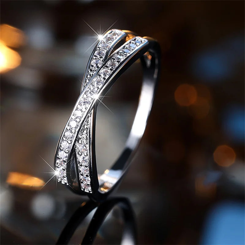 Anéis de casamento cruzados empilháveis minimalistas, preto, dourado, prata, azul, vermelho, verde, pedra branca, zircônia, anéis finos para mulheres, joias