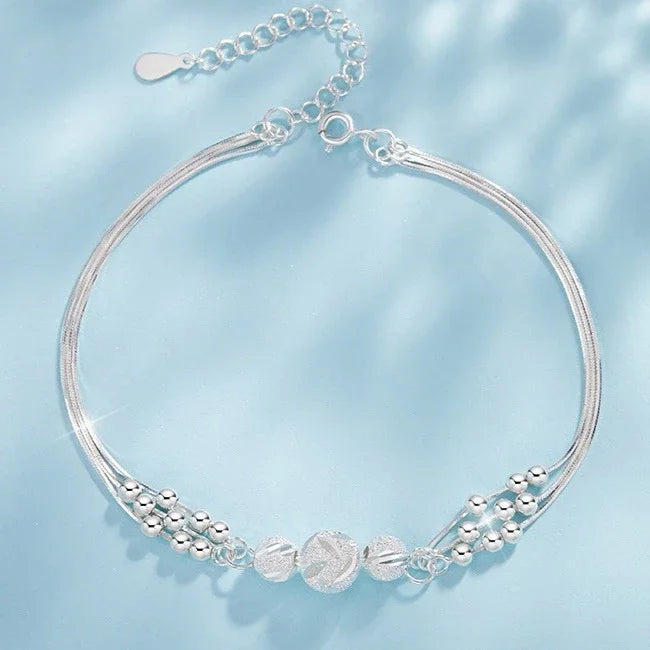 Luxo 925 prata esterlina contas redondas pulseiras para mulheres homens vintage simples ajustável corrente pulseiras festa de casamento jóias