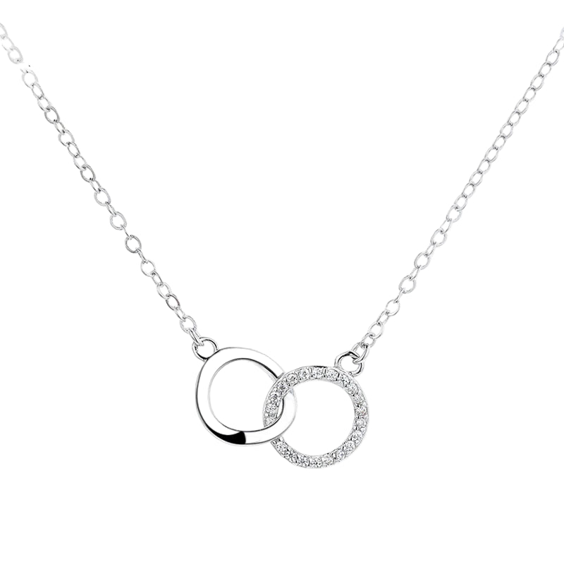 Nova moda 925 prata esterlina duplo redondo & quadrado pingente neckalces feminino jóias presente círculo geométrico fino strass gargantilha