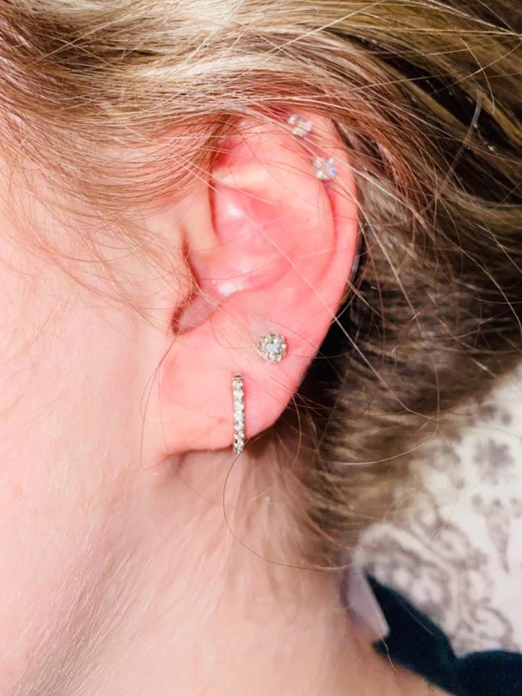 Bamoer 925 prata esterlina zircônia cúbica orelha punhos 18k banhado a ouro cartilagem hoop huggie brincos para mulheres jóias empilháveis