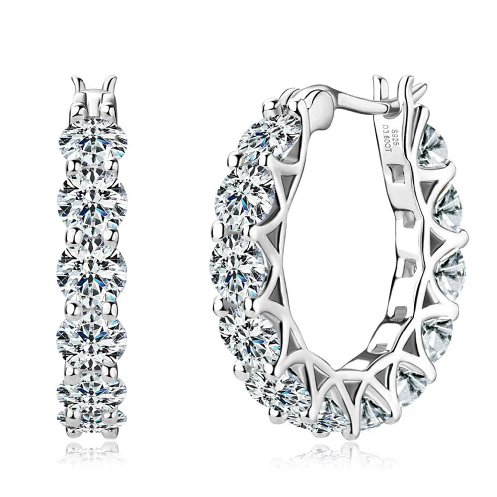 Full Moissanite Brinco De Argola para As Mulheres, Jóias De Casamento De Luxo, Original Certified, 925 Prata, 3.6ct Moissanite Diamante, 4mm
