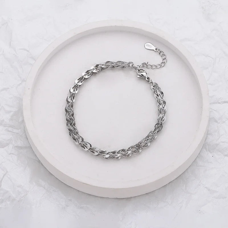 Ventfille 925 prata diamante-cravejado borboleta pulseira feminina moda temperamento flor pulseira ajustável