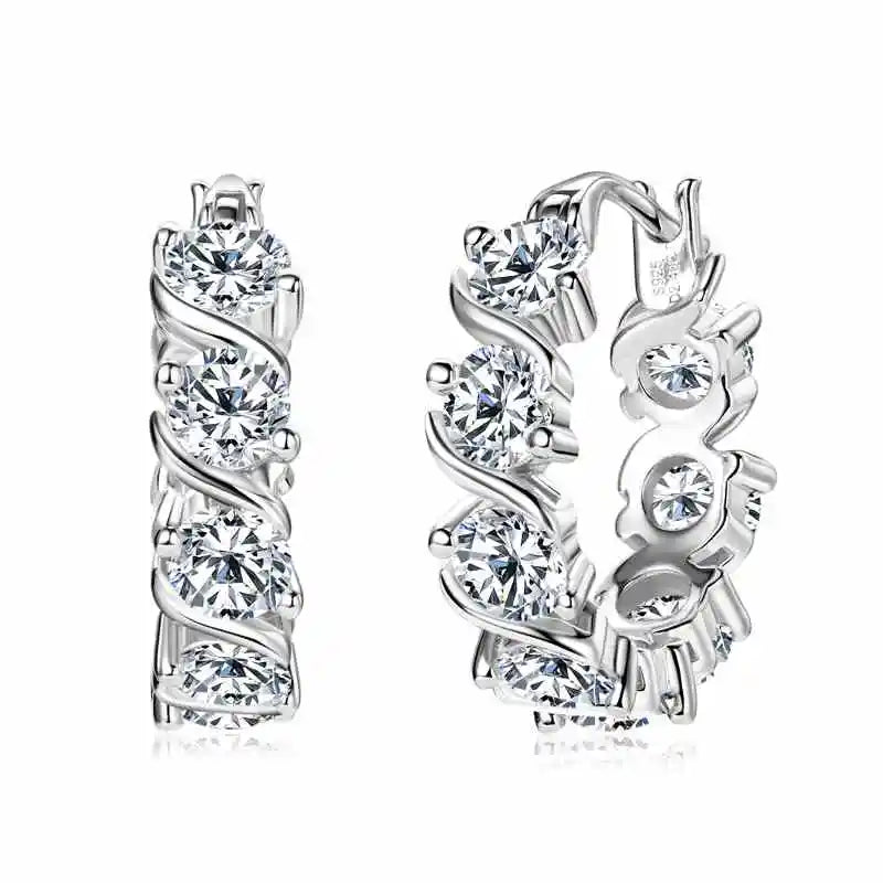 Lnngy 4.8CTTW. Brinco de moissanite de corte redondo brilhante para casais amantes temperamento espumante brincos de casamento presente jewerly
