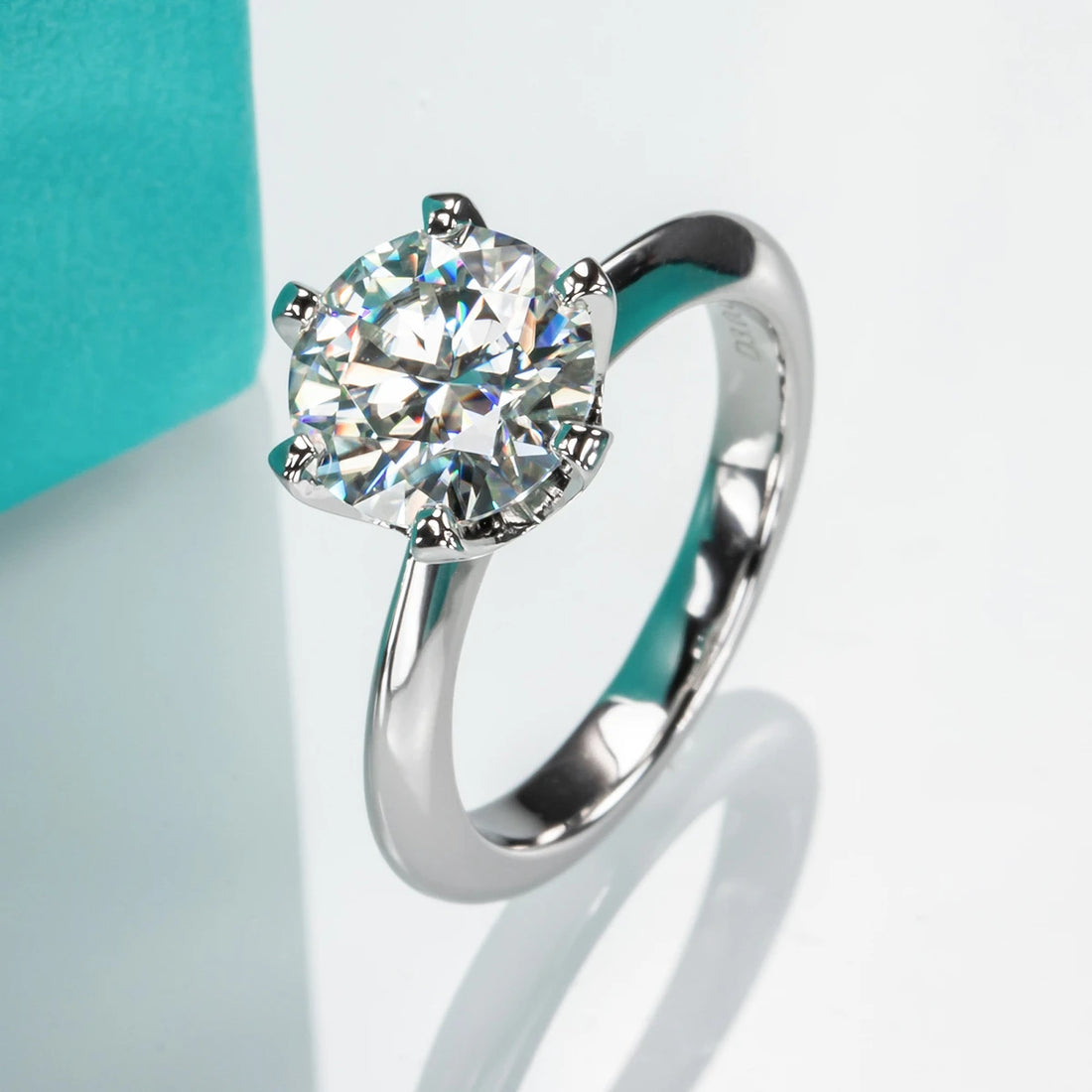 Anujewel 1ct 2ct 3ct 5ct d cor moissanite anel de noivado para mulher 925 prata esterlina banhado a ouro anéis solitários atacado