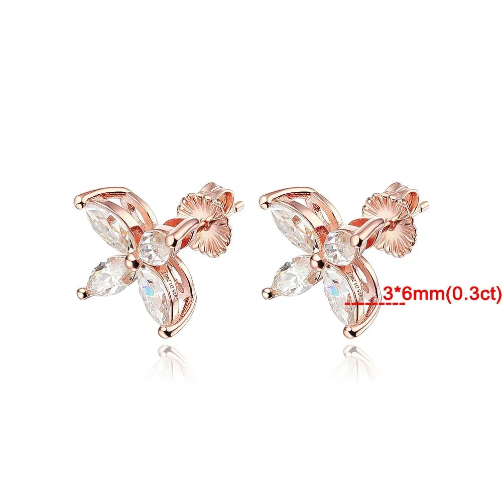 Marquise corte moissanite colar para mulher d cor vvs1 espumante laboratório diamante s925 prata rosa ouro borboleta pingente pescoço corrente