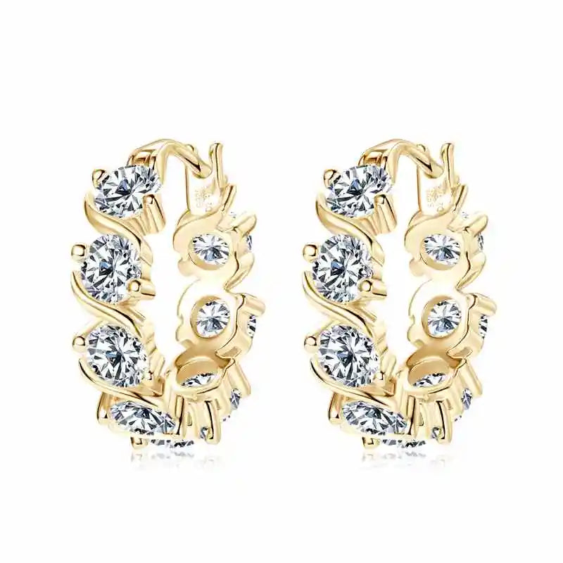 Lnngy 4.8CTTW. Brinco de moissanite de corte redondo brilhante para casais amantes temperamento espumante brincos de casamento presente jewerly