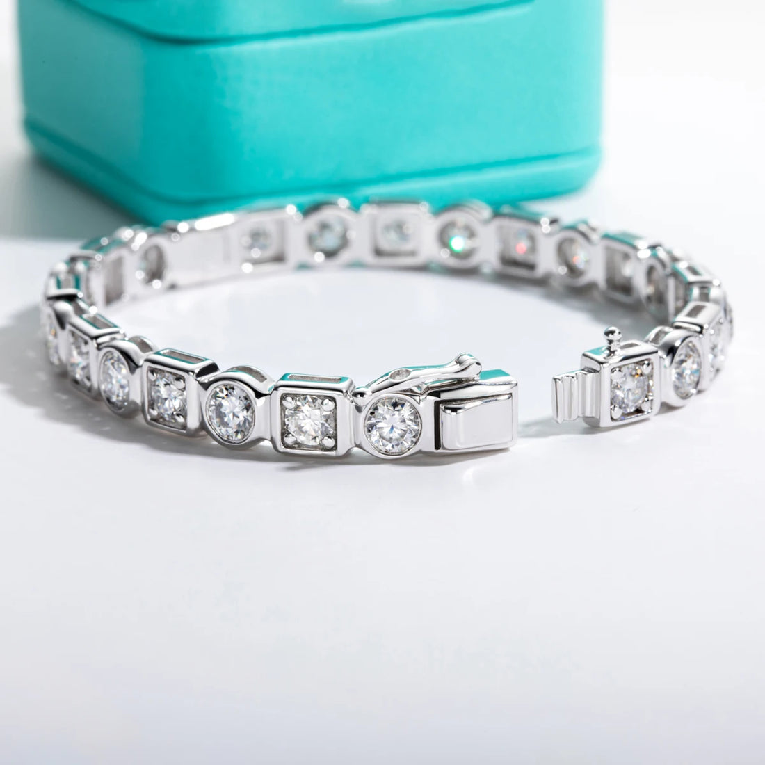 Anujewel 4.5mm d cor moissanite diamante luxuoso pulseira de prata 18k branco banhado a ouro moldura pulseiras para mulher jóias presentes