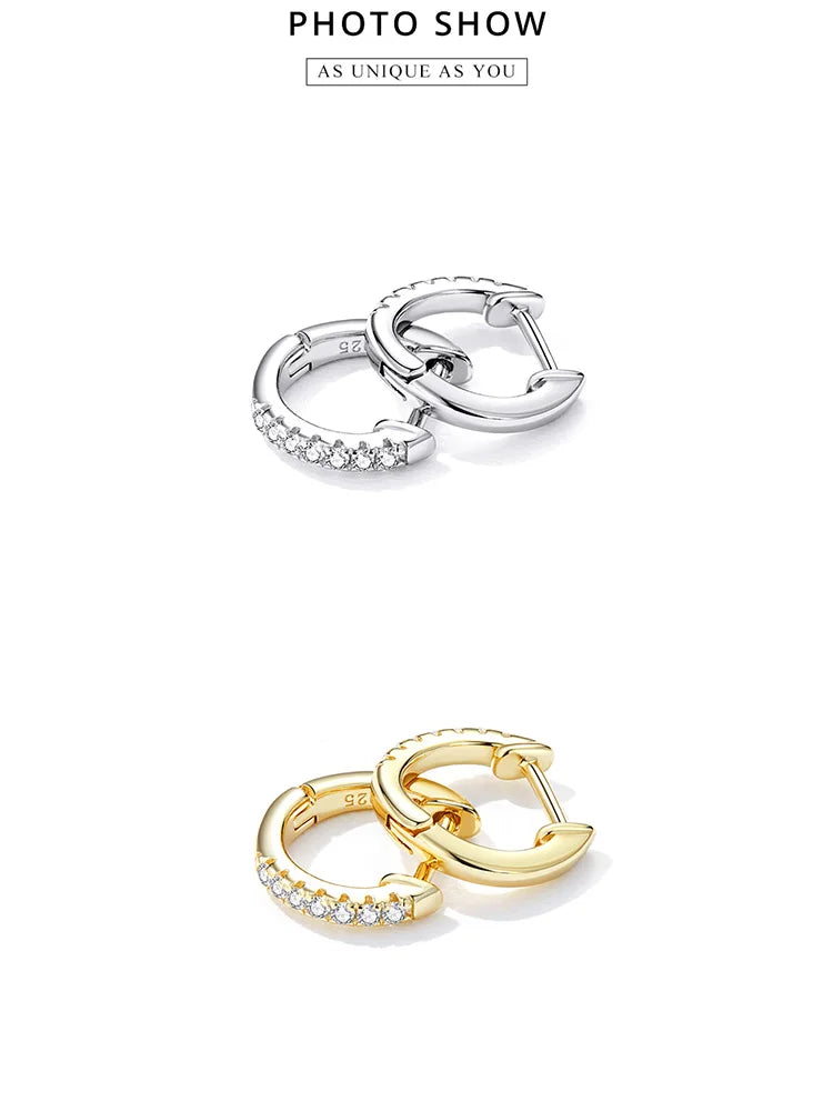 Bamoer 925 prata esterlina zircônia cúbica orelha punhos 18k banhado a ouro cartilagem hoop huggie brincos para mulheres jóias empilháveis