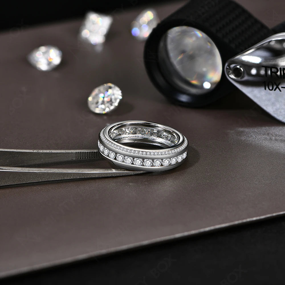 Mintybox s925 prata esterlina moissanite anel d vvs1 laboratório cultivado diamante 1.68ctw anéis de noivado para mulher casamento banda presente