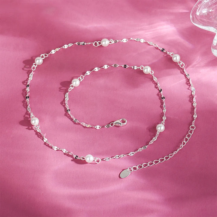 925 prata esterlina espumante pérola colar feminino minimalista temperamento clavícula corrente pescoço jóias de casamento