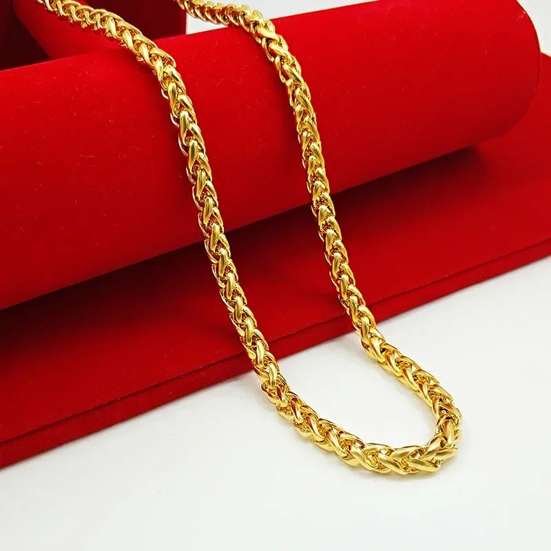 Colar de ouro 18K para homens e mulheres joias da moda em ouro corrente tailandesa oca corrente AU750 com certificado