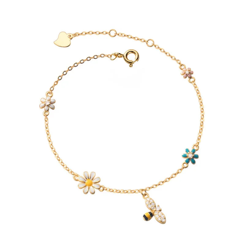 Ventfille 925 prata diamante-cravejado borboleta pulseira feminina moda temperamento flor pulseira ajustável