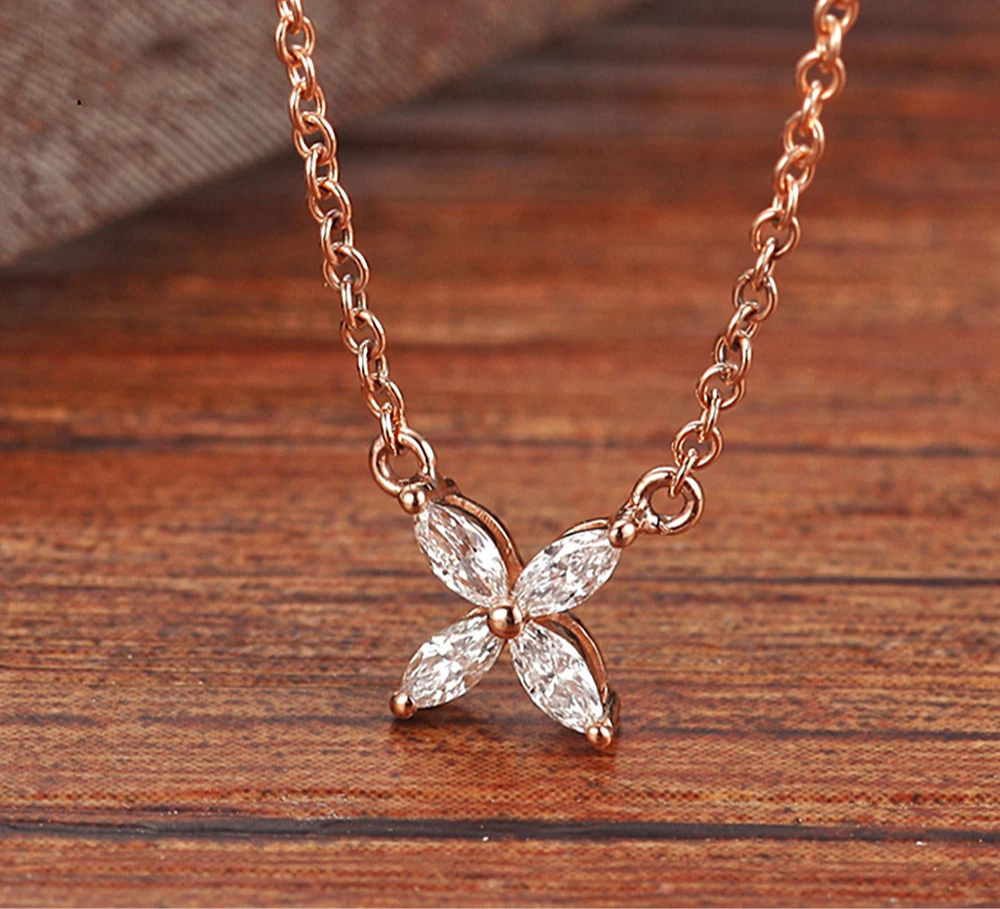 Marquise corte moissanite colar para mulher d cor vvs1 espumante laboratório diamante s925 prata rosa ouro borboleta pingente pescoço corrente