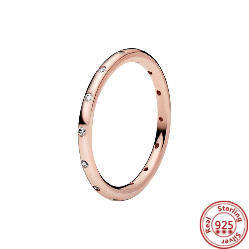 Nova venda quente 925 prata esterlina charme círculo anel de ouro apto para jóias femininas originais presentes de festa